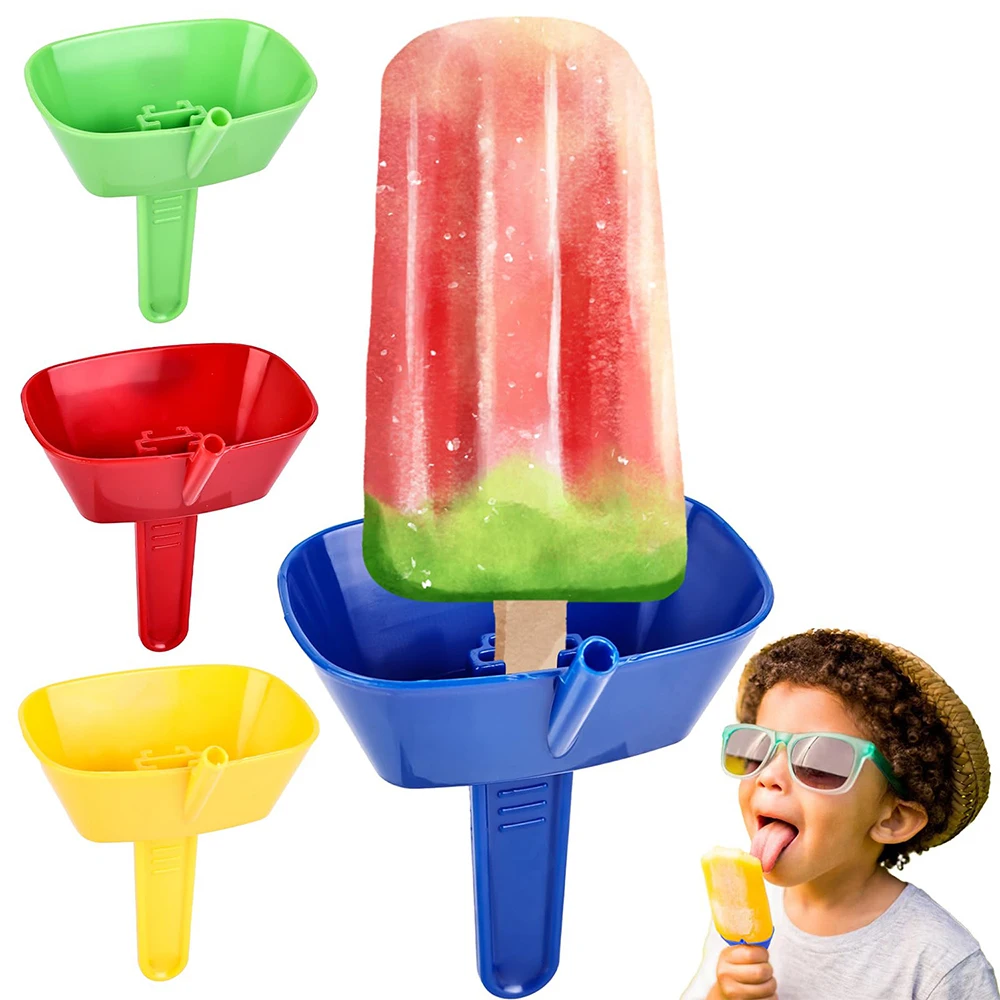 Protectores de paletas portátiles para niños, soporte protector de goteo, helado de mano, bandeja de paletas antigoteo, 4 piezas