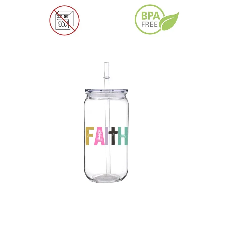 Christ Faith Jesus 3D Printed Transfer PET Straw Cup Environmental Colorful Black Comes With Straw And Cup Lid DIY