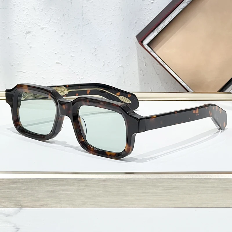 

INS Thick Acetate Crafted Sunglasses Rectangle Handmade in Japan UV400 Prescription with Case Luxury Brand Design High Quality