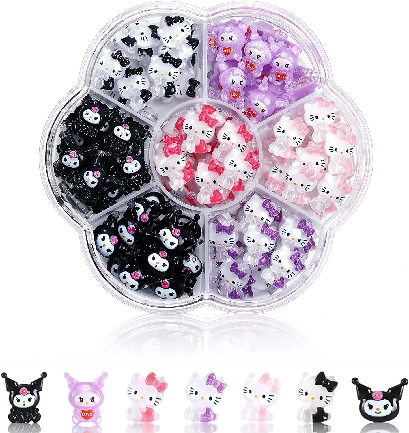 

140Pcs Sanrio Nail Charms 3D Slime Resin Flatbacks Hello Kitty Kuromi Nail Charms for Nail Art Decorations Supplies