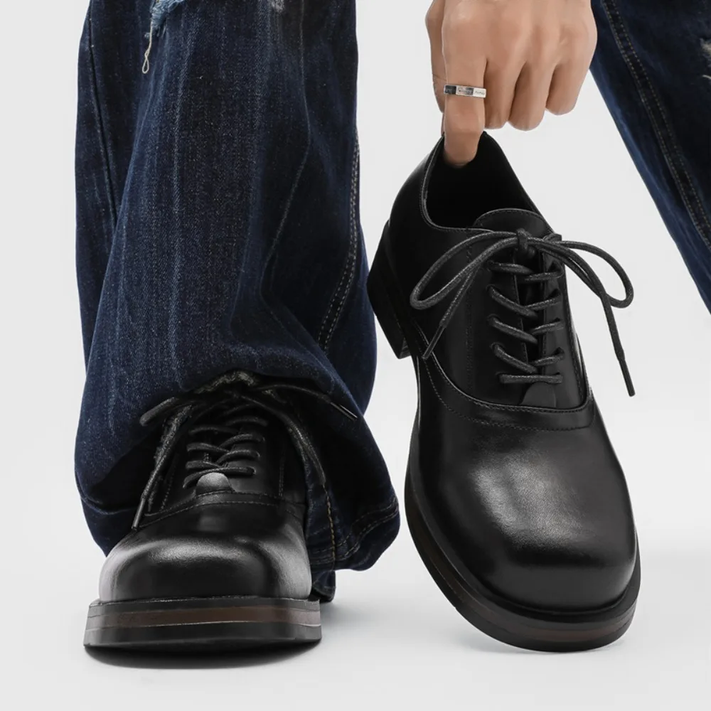 

High Quality Men Derby Shoes with Square Toe and Lace Up British Style Gentlemen Formal Shoes