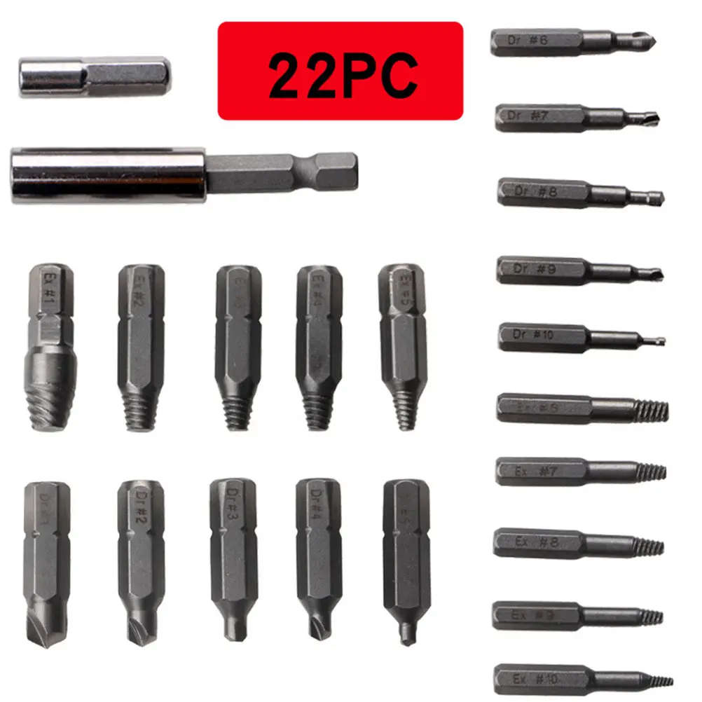 

22 Pcs Broken Wire Extractor Damaged Nut Nuts Bolts Remover Shelled Black Stripped