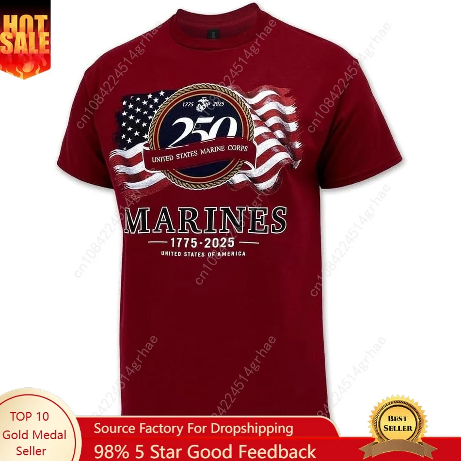 

Armed Forces Gear US Marine Corps 250th Anniversary T-Shirt (Red)