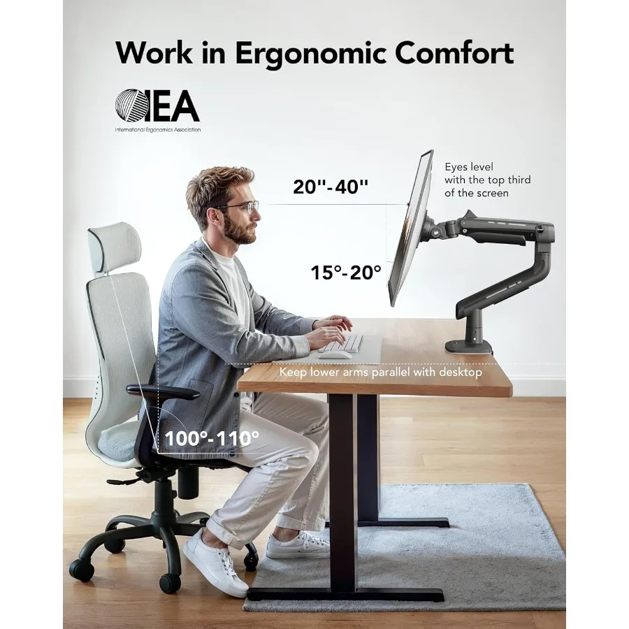 ذراع مراقبة عالي التحمل من TitanLift لشاشات Ultrawide حتى 49 رطل يحمل شاشة مكتبية من الألومنيوم فائق النحافة قابلة للتعديل بالكامل #2