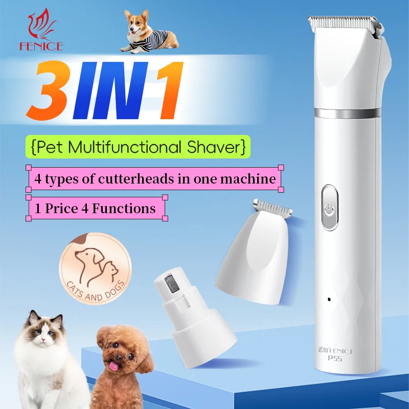 

Fenice Pet Household Rechargeable Haircut Machine Multifunctional Electrical Clipper Blade Cat&Dog Shaving Feet Polishing Nail
