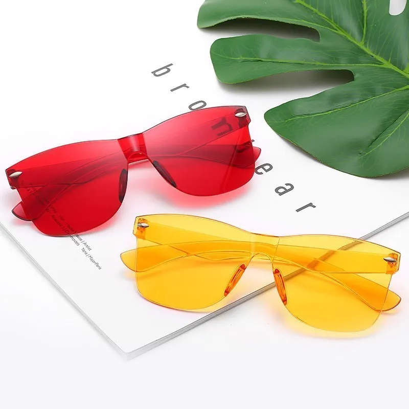 HJYBBSN Square Women Sunglasses Tinted Color Lens Men Vintage Shaped Sun Glasses Female   Eyewear Sunglasses PC Conjoined Frame