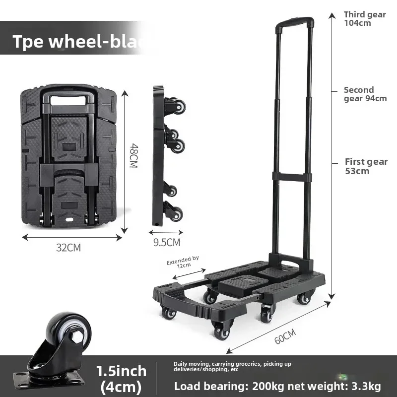 Modern Folding trolley hand-pulled cart flatbed truck portable cargo handling