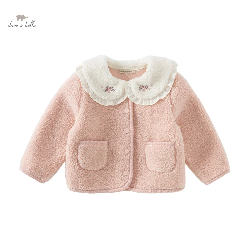 Dave Bella Children Girls Baby Tops Outerwear 2024 New Autumn Winter Gentle Cute Children's Overcoat Party Warm DB4243180