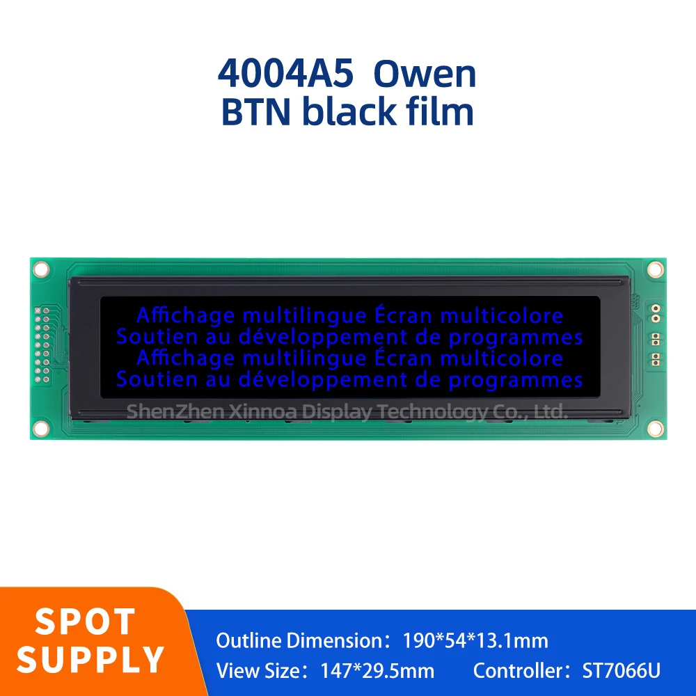 

Multiple Font Character Screen 404 40*4 40X4 LCD 190X54Mm BTN Black Film Blue Letters European 4004A5 High Brightness LCD Screen