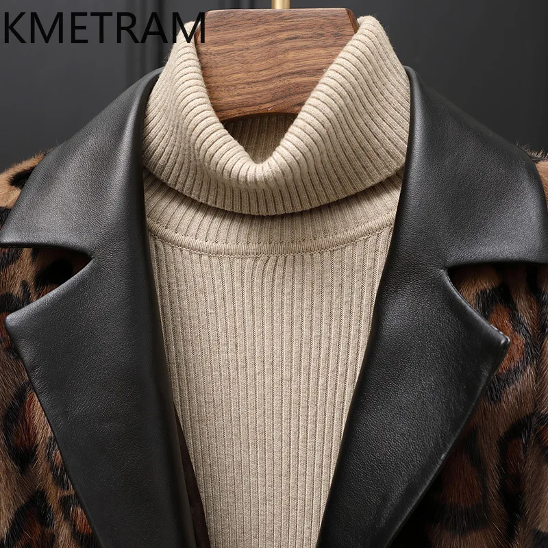 100% hele nertsbont jas vrouw luipaard gedrukt korte echte bontjas hoge kwaliteit winterkleding voor vrouwen harige jassen 2025