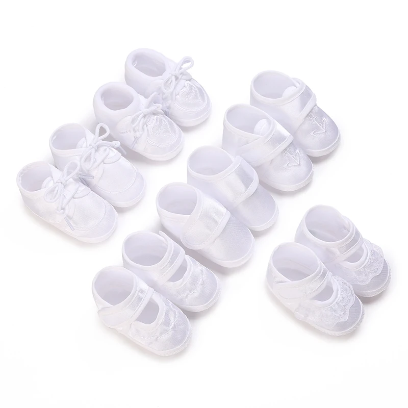 

VALEN SINA Newborn Baby's First Baptist Shoe: Newborn Boys and Girls' White Baptist Shoes Soft Sole Walking Shoes