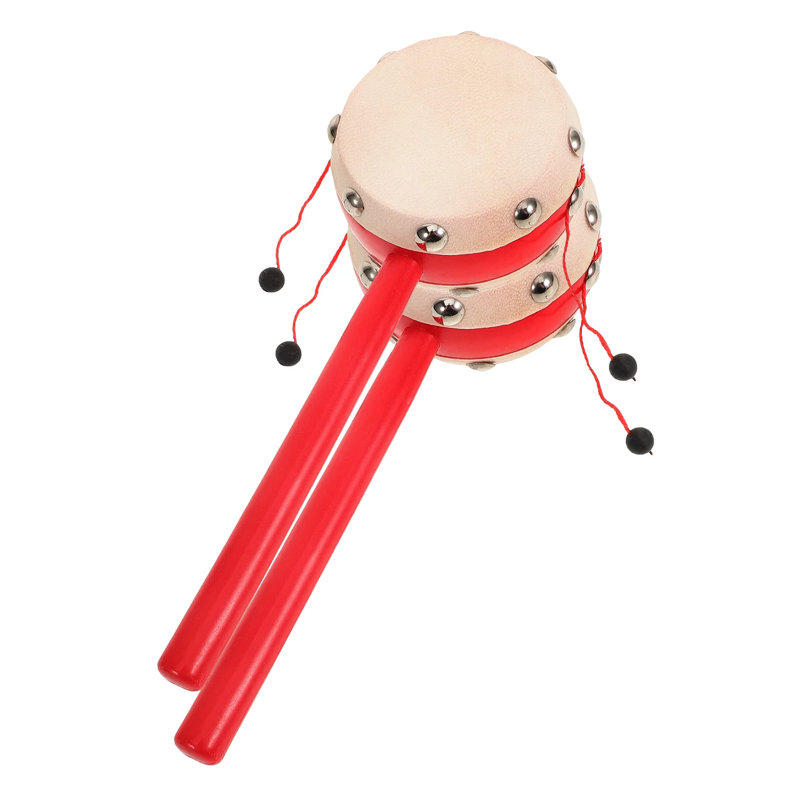 2pcs Plane Drumhead -drums Wooden Handle Shaking Drum Early Educational Traditional Musical Instruments for Kids (Rand