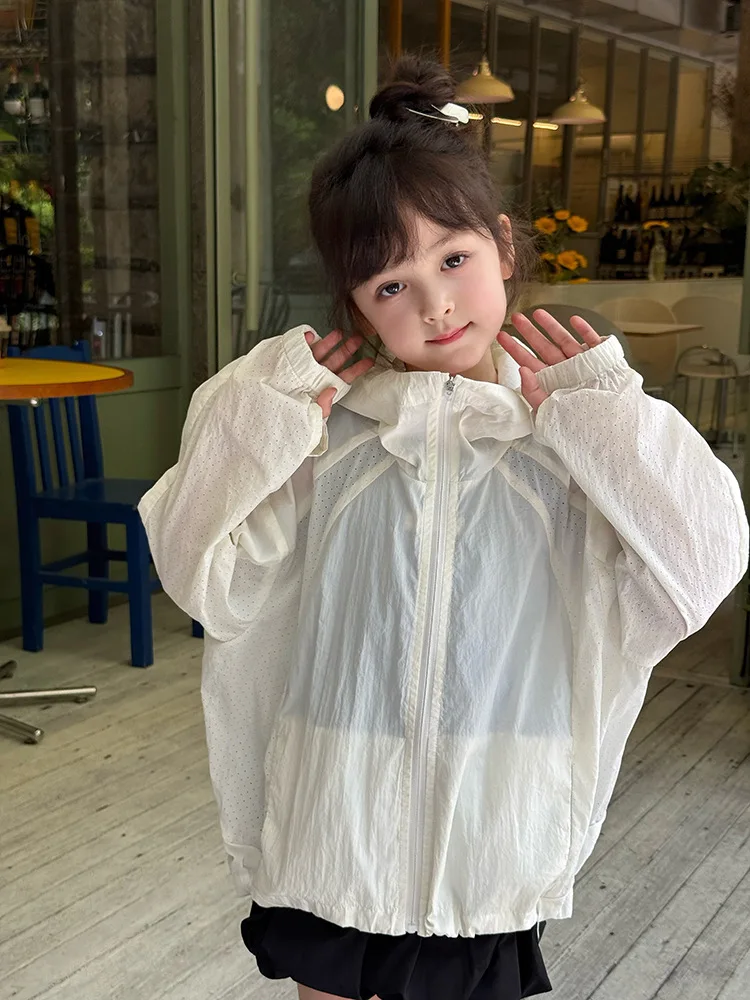 

Girls Sunscreen Clothes 2025 New Baby Summer UV Protection UPF50+ Breathable Quick Drying Coat Trendy