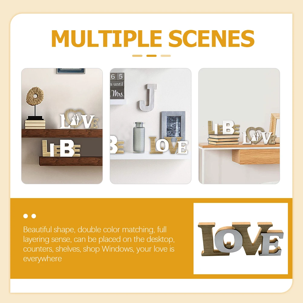 

Wooden Crafts Letter Adornment for Home Wooden Crafts Decor Garden Valentine'S Day Decor Party Wedding Office