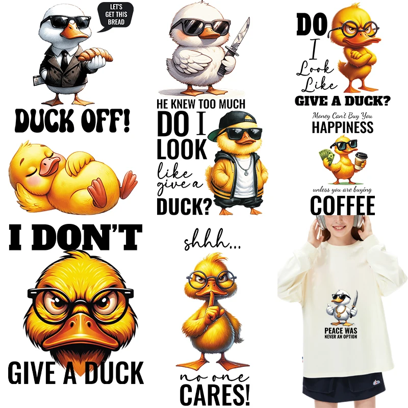 Interesting duck quotes Iron Patch Heat Transfer Printing On Clothes Iron on transfer dtf transfers ready to press stickers