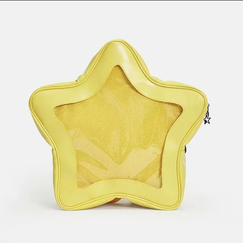 Sac à dos étoile jaune en cuir PU pour adolescente, sac à dos initié, sac à dos Kawaii pour femme, sac à dos de voyage pour fille épicée Y2K, mignon