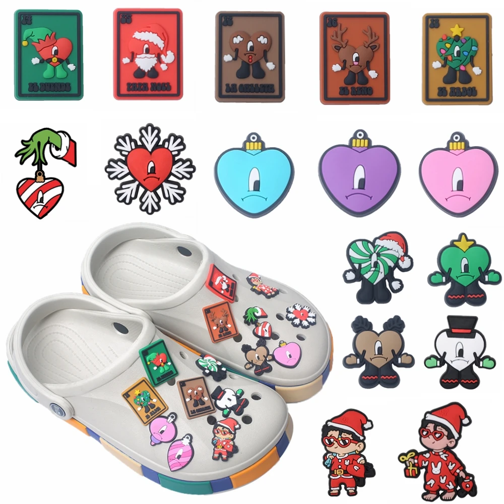 New product Christmas 21Pcs PVC Christmas Style Cartoon Shoe Charms Kids Shoe Buckle Accessories Fit shoe Charm Holiday