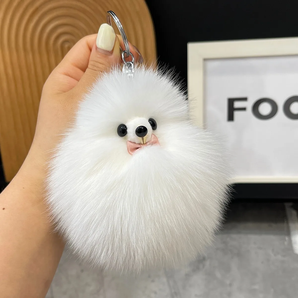 2024 Fashion Cute Fur Little Fox Charm Mobile Phone Keychain Stuffed Animal Key Chains Ring Auto For Women Girls Plush Keychains