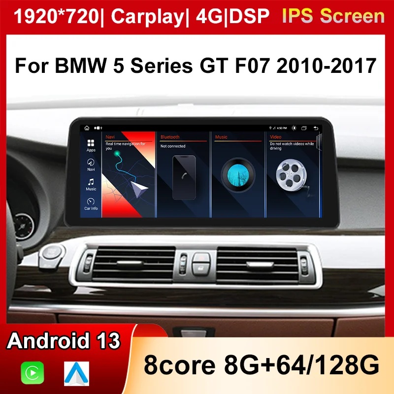 

Автомобильный DVD-плеер с системой Android 13 8 + 128G для BMW 5 Series GT F07 2009-2016 CIC NBT стерео Мультимедийный радиоприемник GPS-навигация Автомобильный плеер