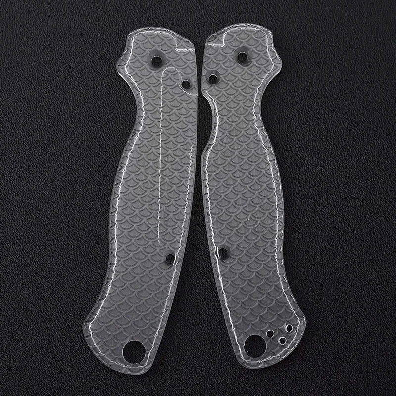 CNC Custom Transparent Acrylic Knife Grip Handle Scales For Genuine Spyderco C81 Paramilitary2 Para2 Knives FishScale Type DIY