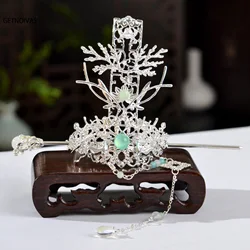 Vintage Chinese Hairpins Clips Ponytail Holder Hair Fork Hair Accessories Metal Pearls Crown Tiara Chinese Style Hair Stick