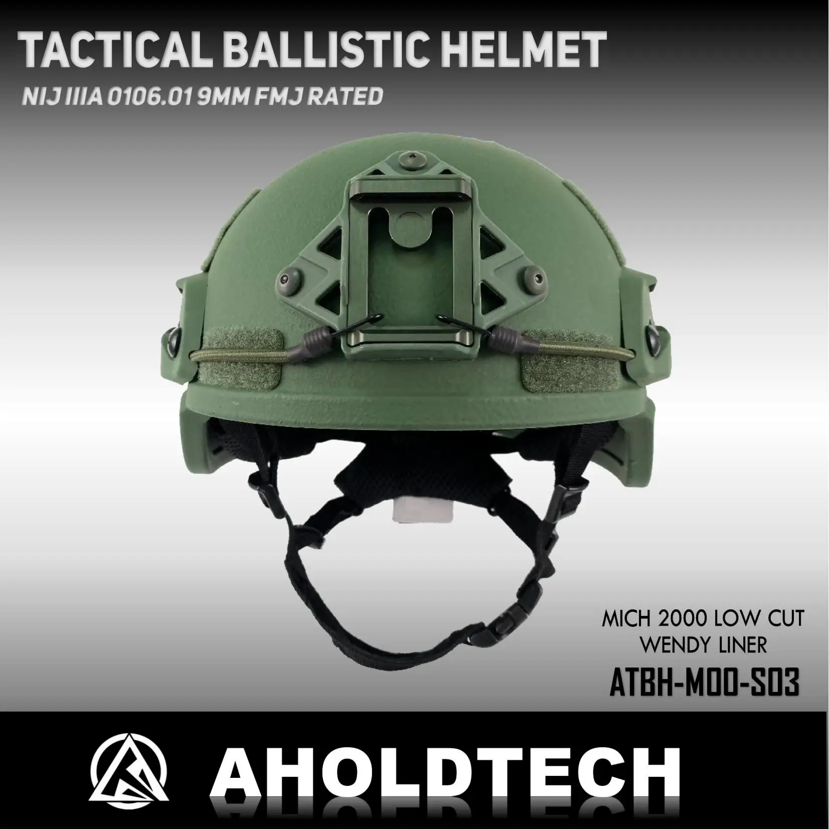 Aholdtech Bulletproof Helmet MICH 2000 Tactical 9mm FMJ PE ISO NIJ IIIA 3A CAM FIT BOA Dial EPIC Liner Low Cut Ballistic Helmet