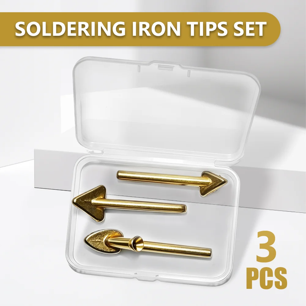 

3PCS Soldering Iron Tips Set, Car Bumper Repair Kit Accessory, High Durability, Fast Heat Transfer, for Plastic Welding Machine.