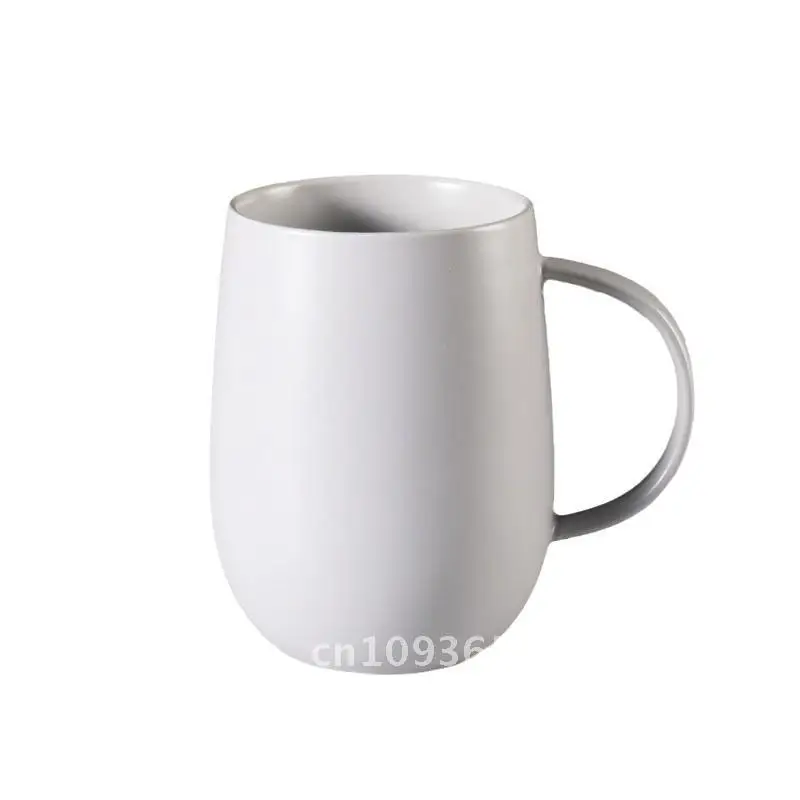 

JI Hotel Large Capacity Ceramic Mug Japanese Style Simple Modern Minimalist White Gray Home Office Water Cup for Couples