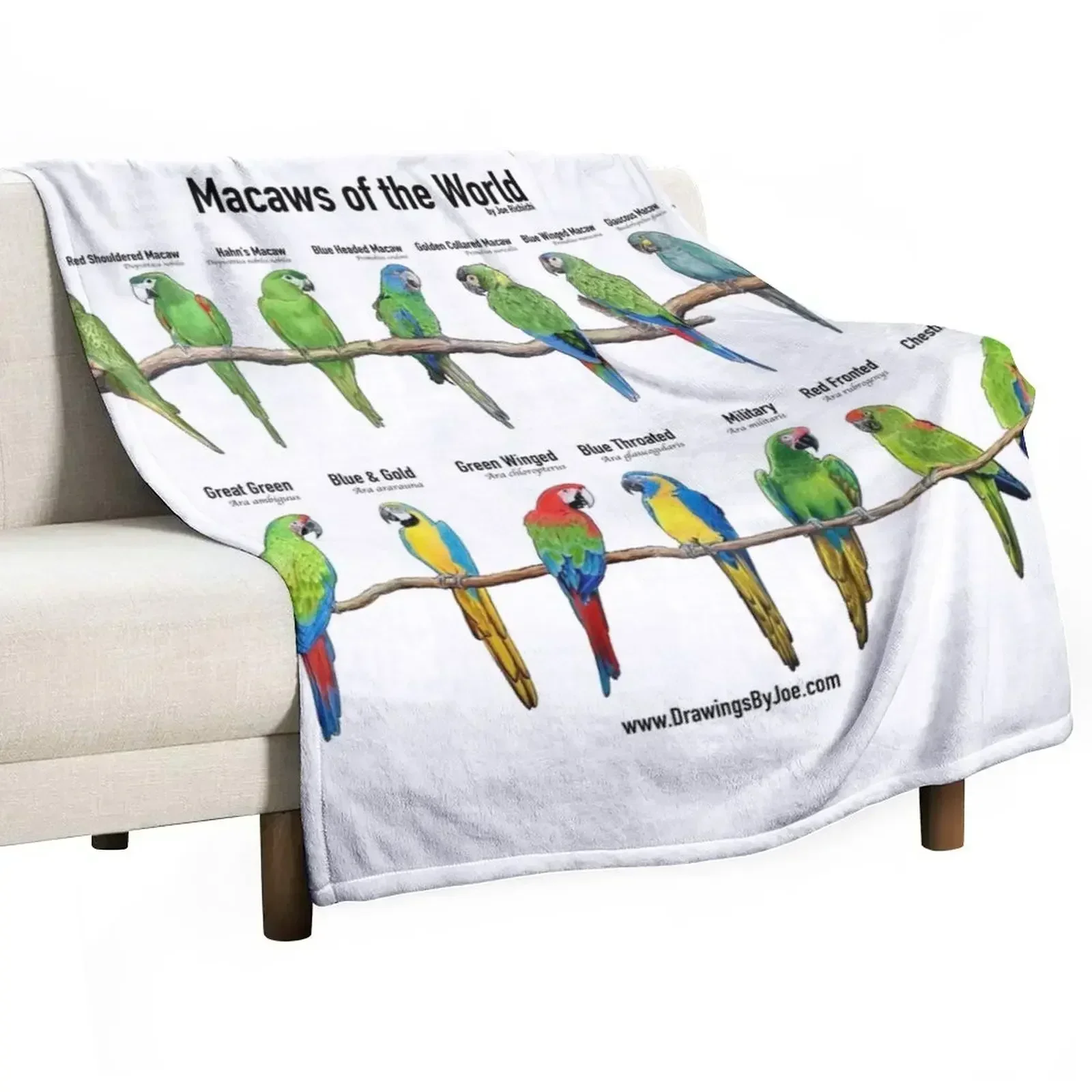 Macaws of the World Throw Blanket Stain Resistant Cozy Warm Blanket