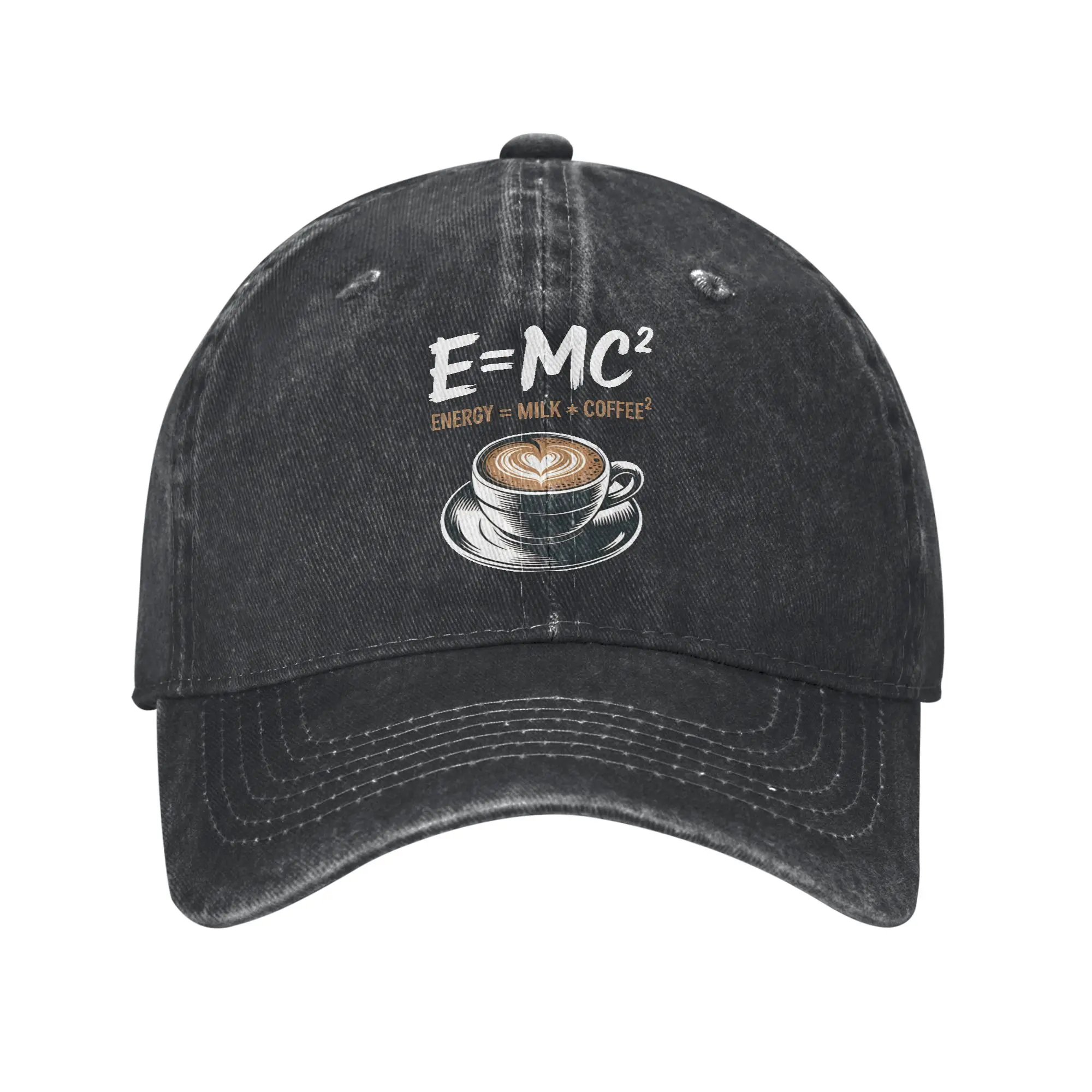 E=MC2 Coffee Lover Lover Unisex Style Baseball Cap  Distressed Cotton Caps Hat Retro Outdoor Activities Adjustable Fit Sun Cap