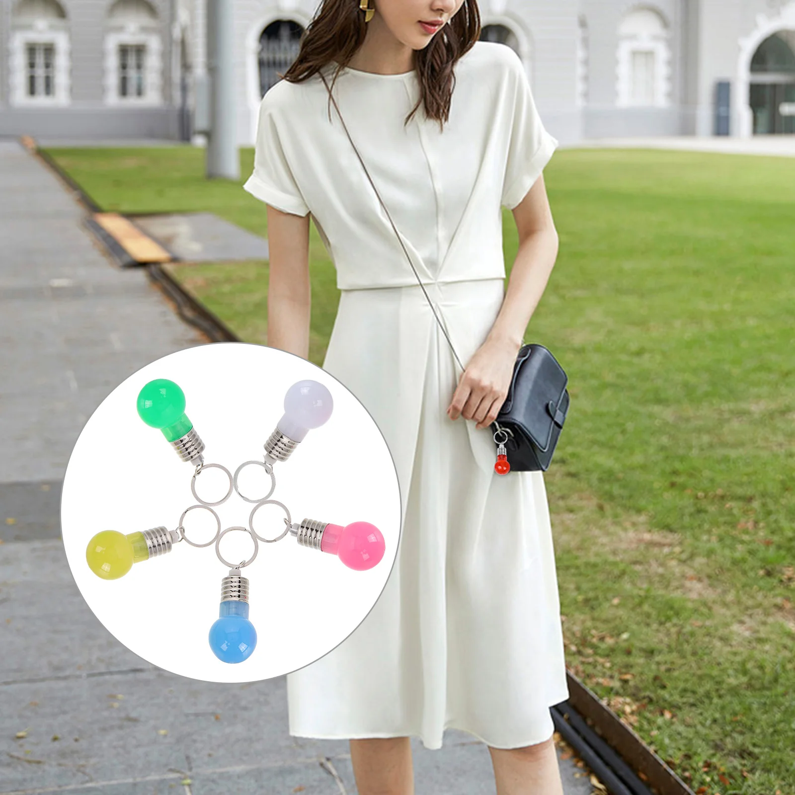 

2 s Bulb Keychain Unique Design Keychain Flashing Light Color Mini Key Rings naments Lamp nament for Bag Car Key Wallet