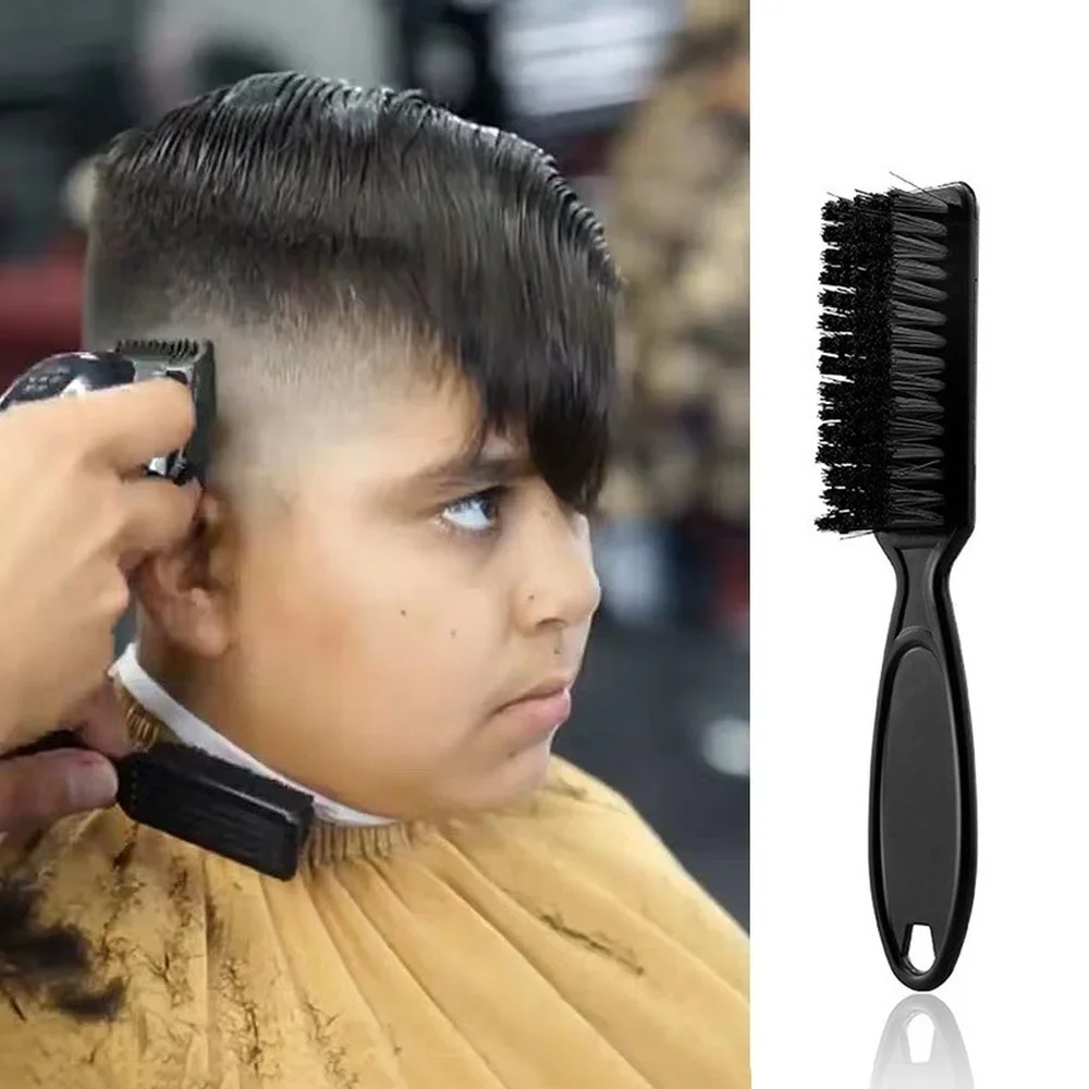 Black Small Beard Styling Brush Logo Professional Shave Beard Brush Barber Vintage Oil Head Shape Carving Cleaning Brush