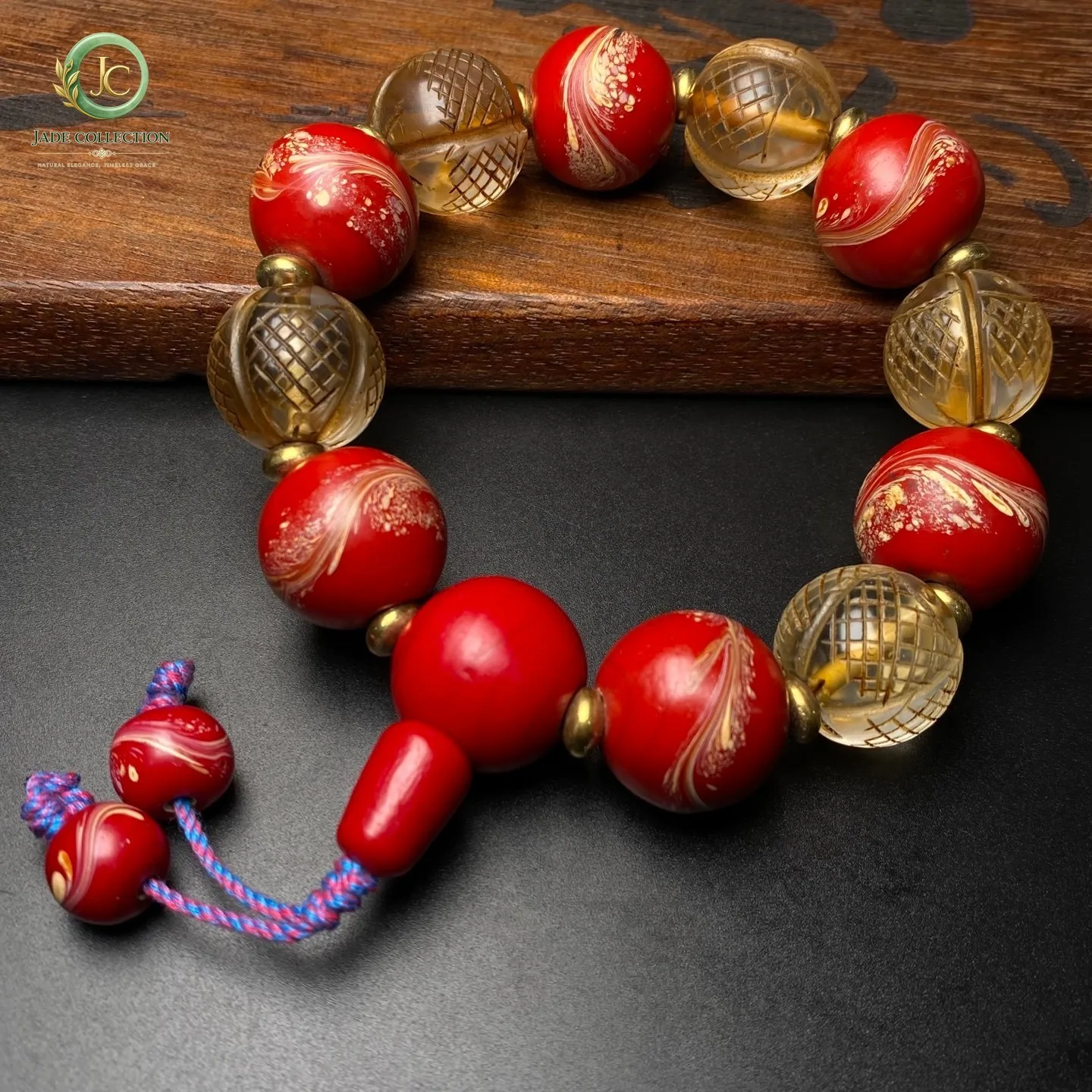 Rare Tibetan Buddhism colored glaze phoenix tail Beads Amulet Bracelet G3719