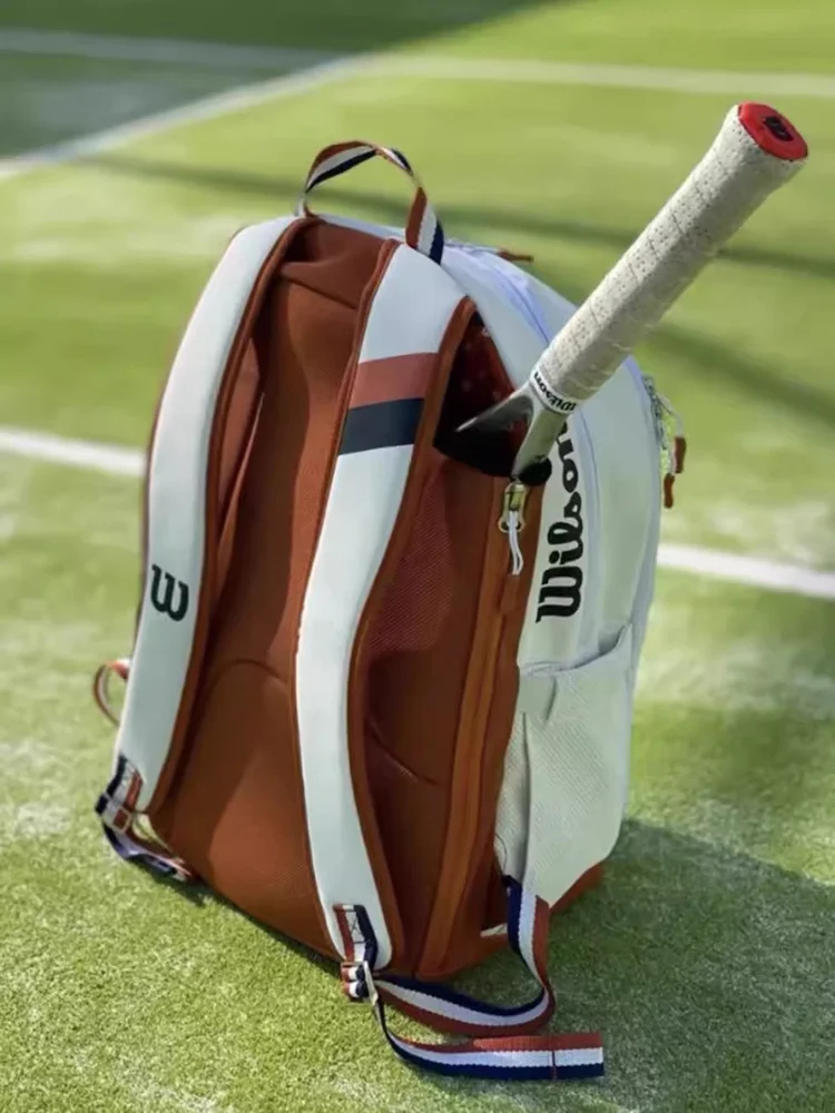 Wilson tas ransel tenis asli Roland French Garros Super Tour tas bahu raket kapasitas besar 2 raket dengan kompartemen