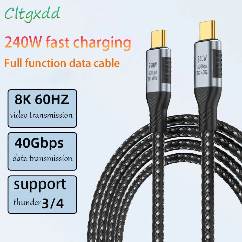 240W Data Cable Type-C Fast Charging PD Power 48V 8K@60HZ High Definition Video Projection 5A USB4 40Gbps  HDMI Connector (1M)