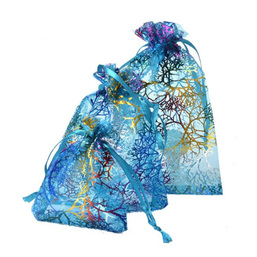 50pcs/lot Colorful Drawstring Organza Bags Jewelry Packaging Bags Candy Wedding Birthday Bags Gifts Sweets Pouches Wholesales