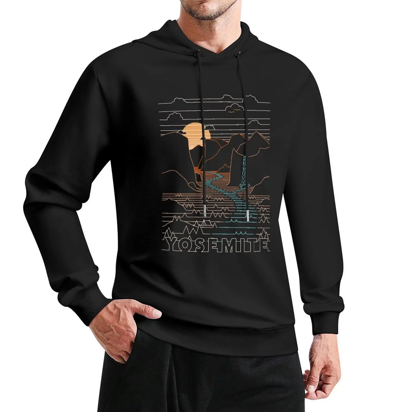 

Linear Yosemite - Yosemite National Parks Art Pullover Hoodie korean autumn clothes tracksuit