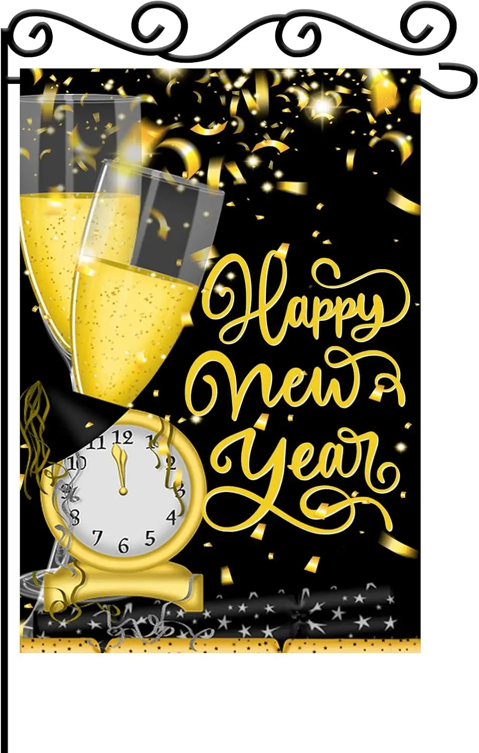 Happy New Year Garden Flag - Cheers New Year 2023 Yard Flag - New Year Eve Welcome 2023 Celebration Home Outdoor Decorations - D