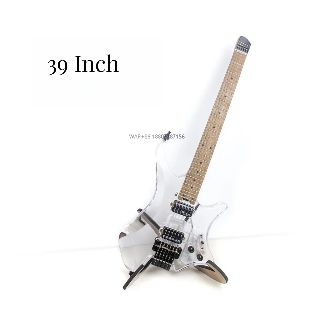 

Заводская 39-дюймовая электрогитара с акриловым корпусом безголового цвета, 24 лада, гриф из палисандра AAA, 6 струн