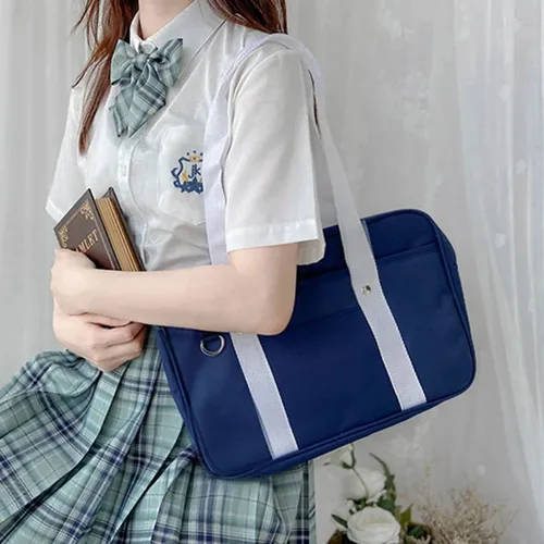 Imagen 2 del producto Bolsos para estudiantes japoneses, bolso JK, bolso de viaje, bolso de hombro para mujer, bolsos de Color sólido, mochilas para estudiantes de secundaria, bolso de mensajero