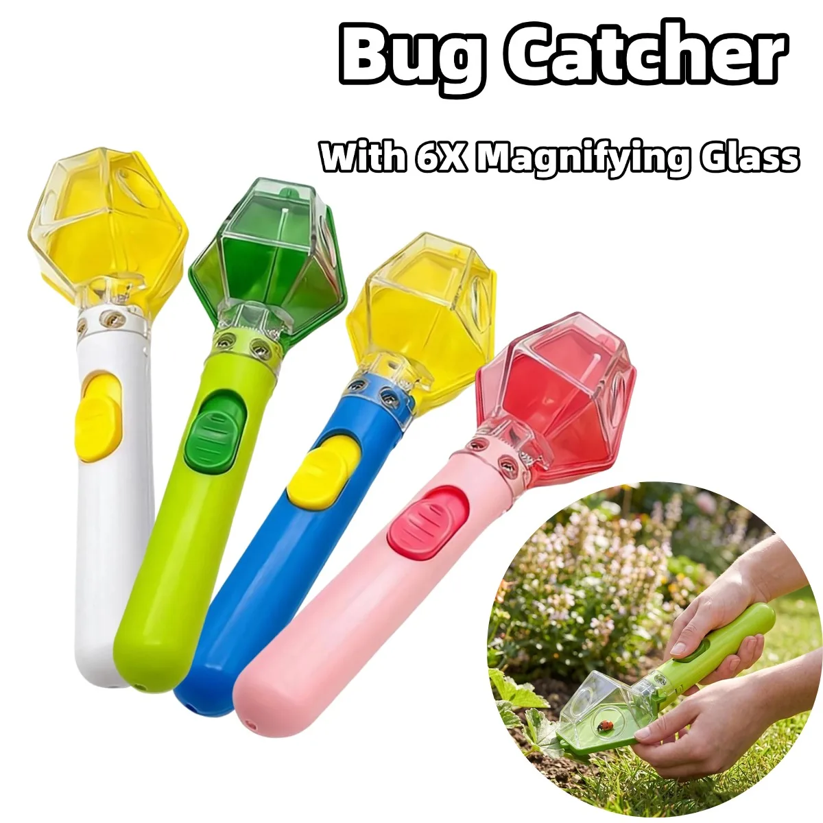 6X Magnifying Glass Bug Catcher , STEM Outdoor Educational Exploration Insect Viewer Tool, Handheld Bug Trap Observation Kit,
