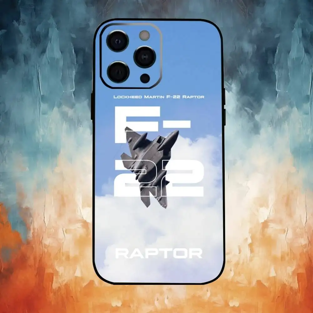 Custodia per telefono Fighter Plane Poster F-22 raptor per iPhone17,16,15,14,13,12,11 Plus,Pro Max Cover morbida nera