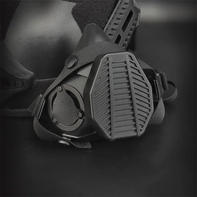 Outdoor Sports Special Tactical Respirator CS Protective Equipment ABS Half Mask Strainer Mesh Anti Dust Head Helmet Dual Mode