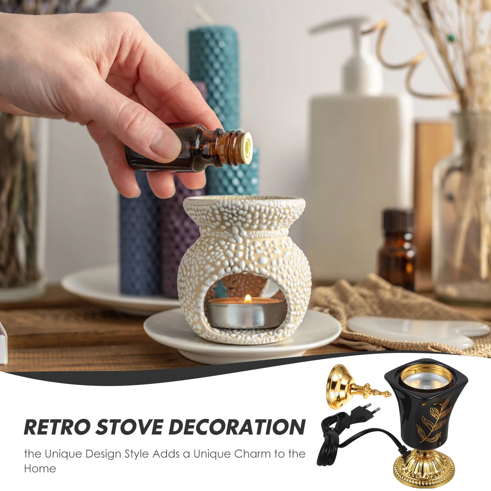 

Electric Ceramic Incense Burner Tabletop Portable Desk Aroma Stove Decorative Censer Ornament for Office Bakhoor Burner Electric