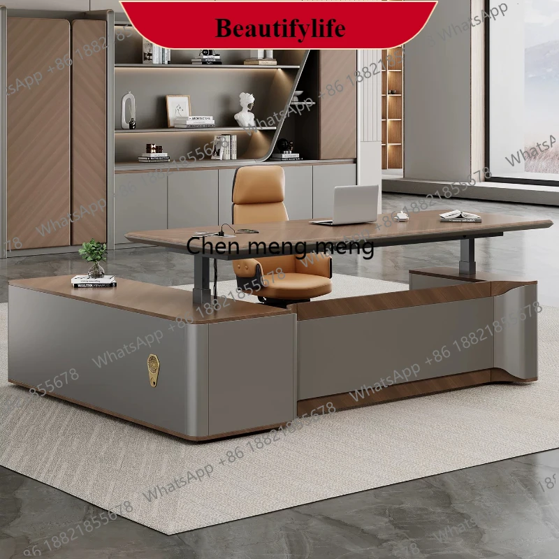 Electric lift boss table simple office office manager president office desk and chair combinationK178