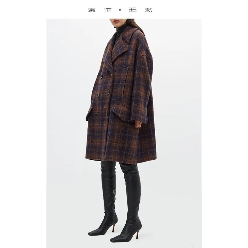 

Classic Plaid ~ Woolen Coat Mid-Length Woolen Overcoat for Women 2025 Winter New Style