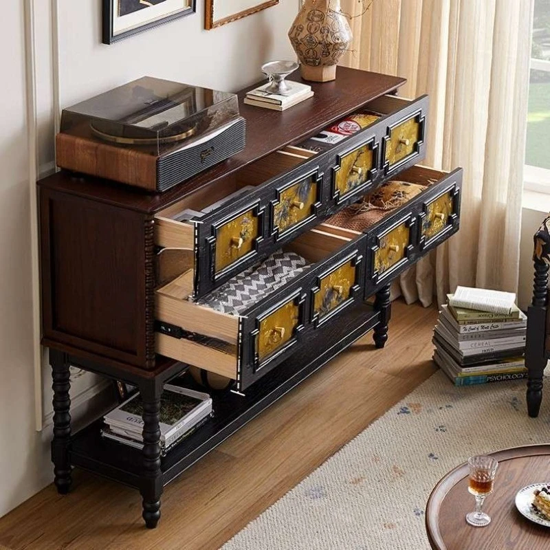 

Entrance cabinet medieval style home partition storage bucket cabinet living room solid wood dining side decorative cabinet