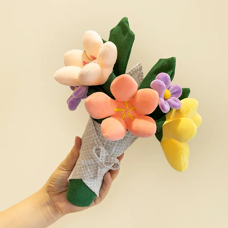 Kawaii Plüschtier gefüllte Puppe süßer Tulpenstrauß Topfpflanze Stofftier für Kinder Geburtstagsgeschenk Mädchen Abschlussgeschenk