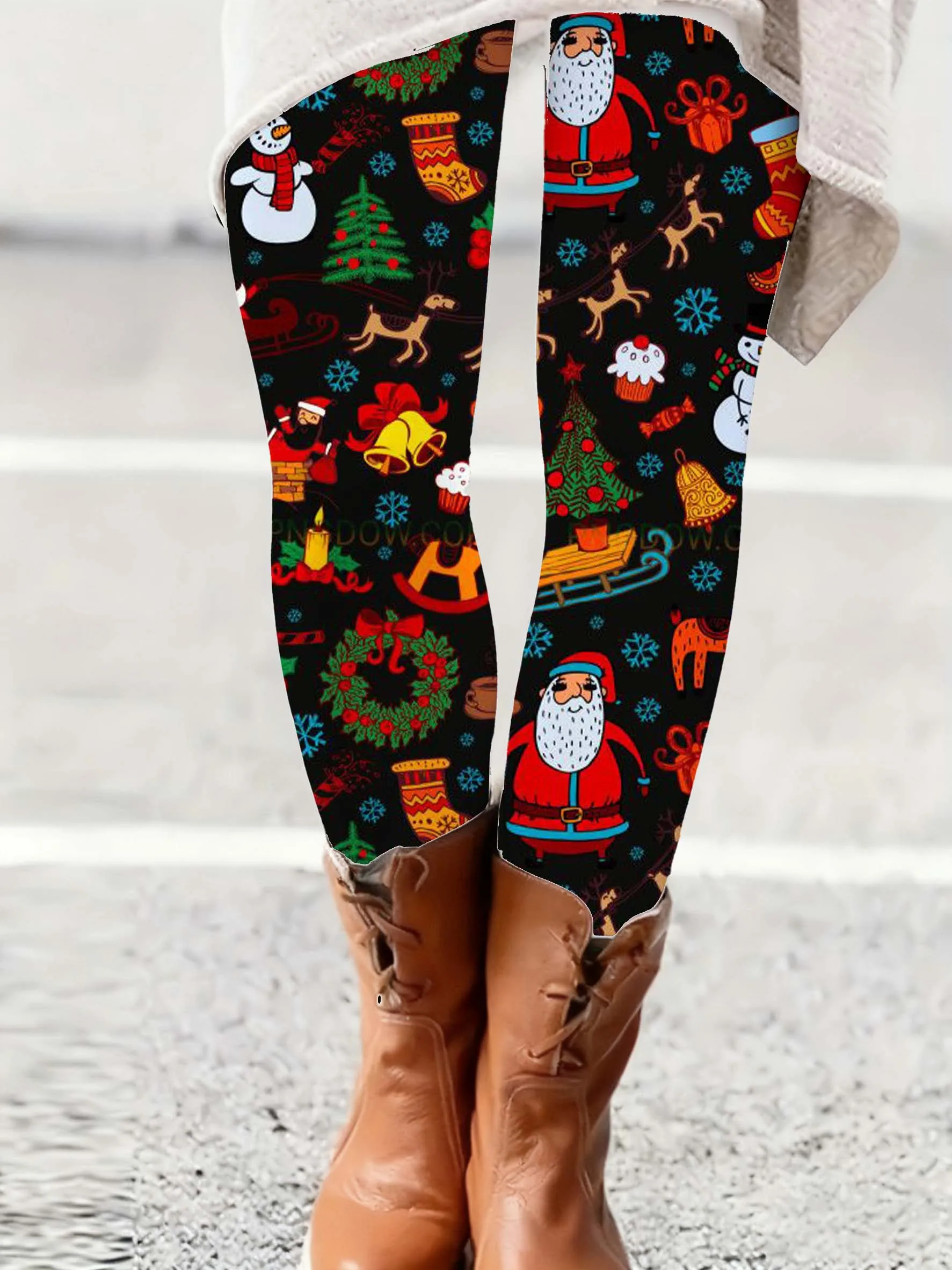 

Женские рождественские штаны для йоги с 3D принтом, забавные эластичные леггинсы с рисунком Санта-Клауса, осенне-зимние длинные брюки для фестиваля и вечеринки