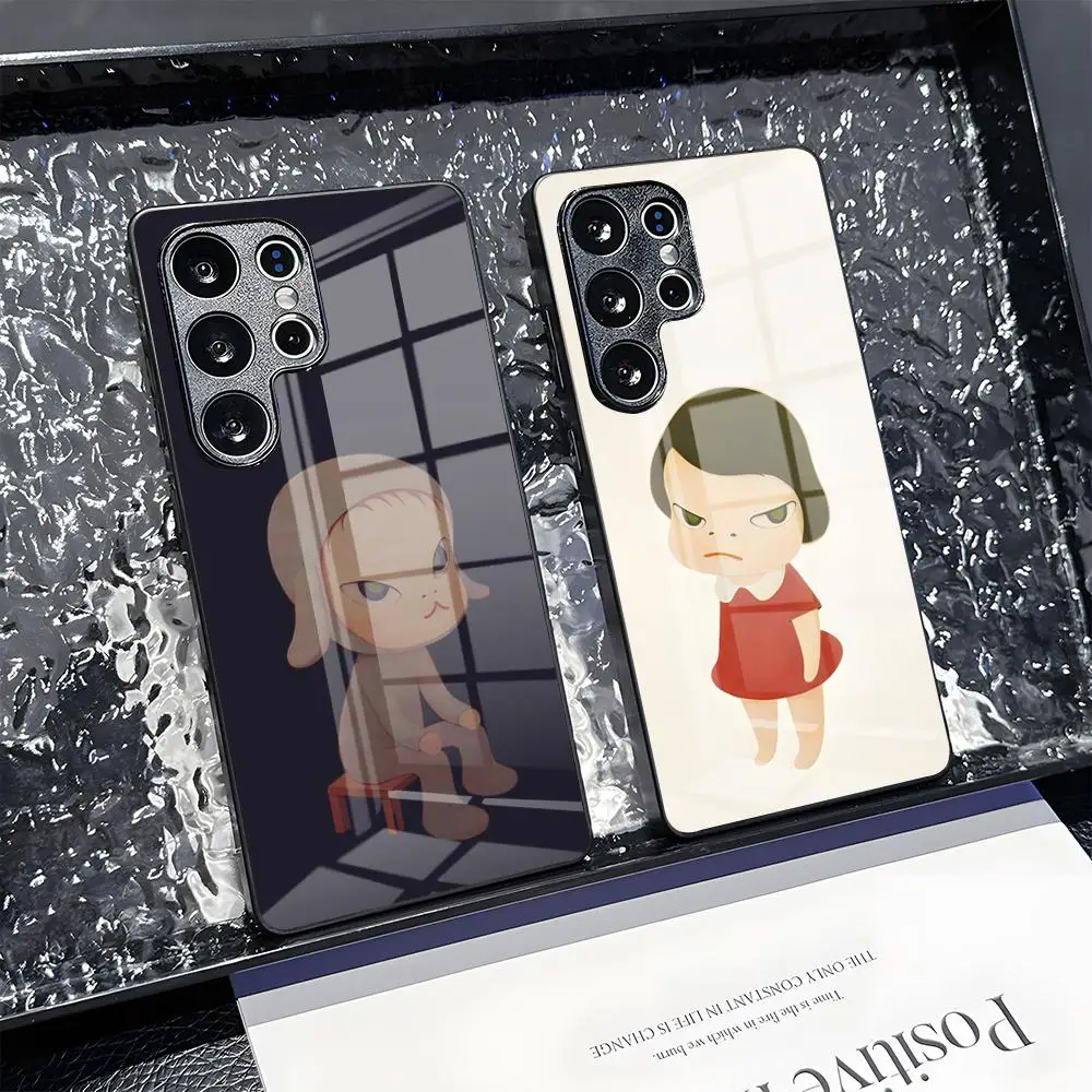 Japan Yoshimoto Nara Cartoon Girl Phone Case For Samsung S 25 26 24 23 22 21 Ultra 10 Plus A16 Pro Fe 20 Note 34 S30 Glass Shock